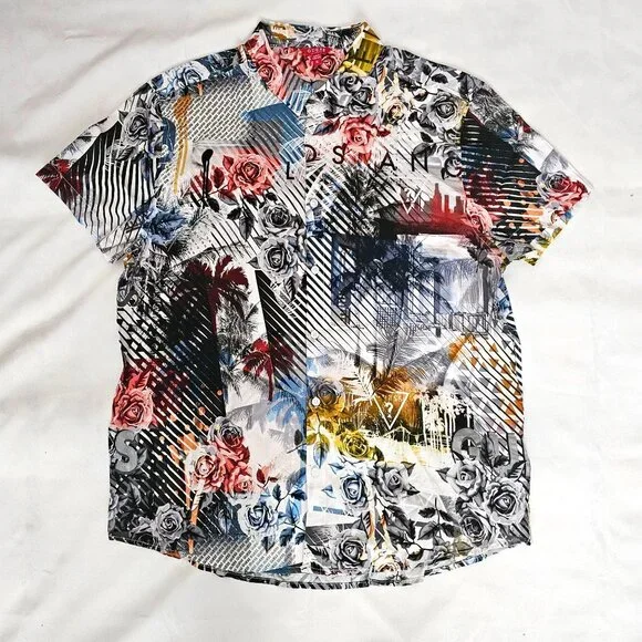 GUESS Men's Slim Fit Printed Short Sleeve MOMOKO Shirt Size XL NWT - Picture 4 of 13